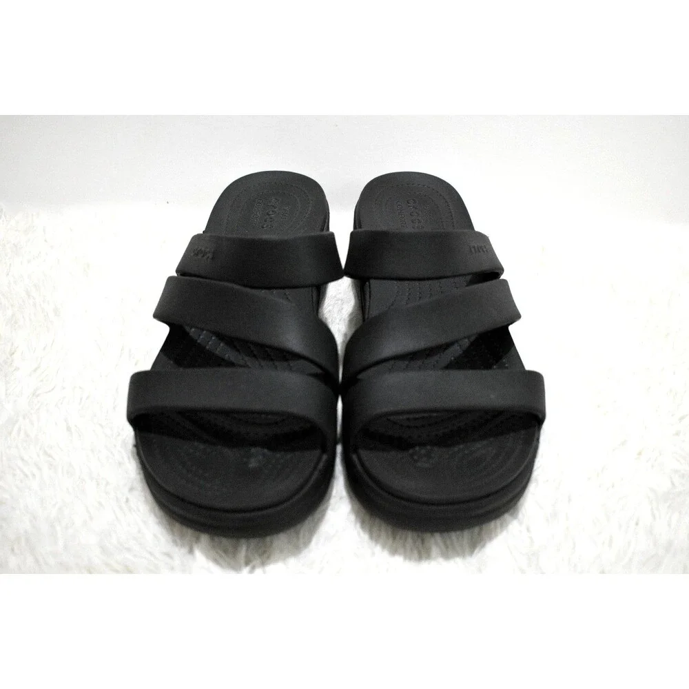 Crocs Getaway Sandal Women's Size 13 Black Triple Strap Slides Casual Shoe Flat